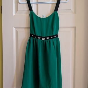 Forever 21 Green Midi Dress with Black Straps